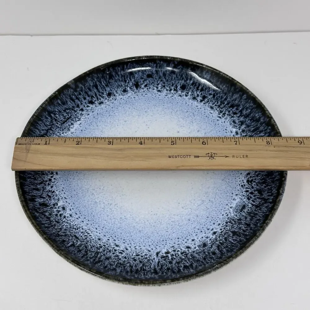 West Elm Reactive Glaze 3 pc. Place Setting Blue, Black, White Brown